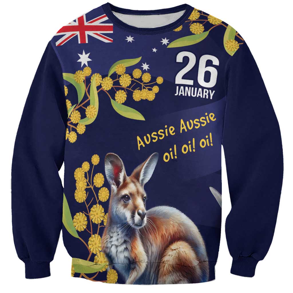 Blue Kangaroo and Golden Wattle Personalised Sweatshirt Happy Australia Day 6 January