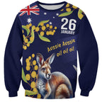Blue Kangaroo and Golden Wattle Personalised Sweatshirt Happy Australia Day 6 January