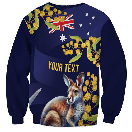 Blue Kangaroo and Golden Wattle Personalised Sweatshirt Happy Australia Day 6 January