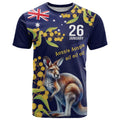 Blue Kangaroo and Golden Wattle Personalised T Shirt Happy Australia Day 6 January