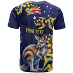 Blue Kangaroo and Golden Wattle Personalised T Shirt Happy Australia Day 6 January