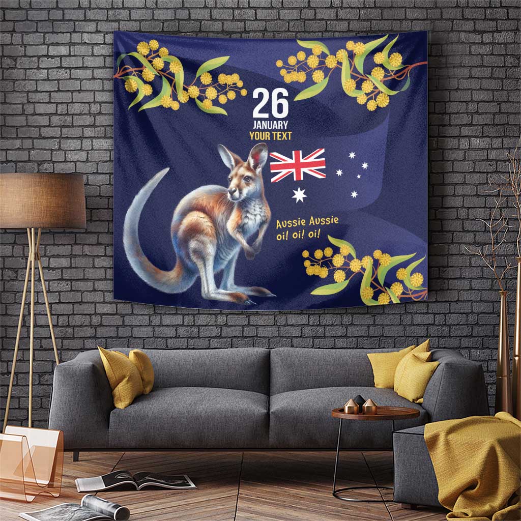 Blue Kangaroo and Golden Wattle Personalised Tapestry Happy Australia Day 6 January