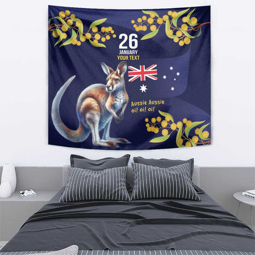 Blue Kangaroo and Golden Wattle Personalised Tapestry Happy Australia Day 6 January