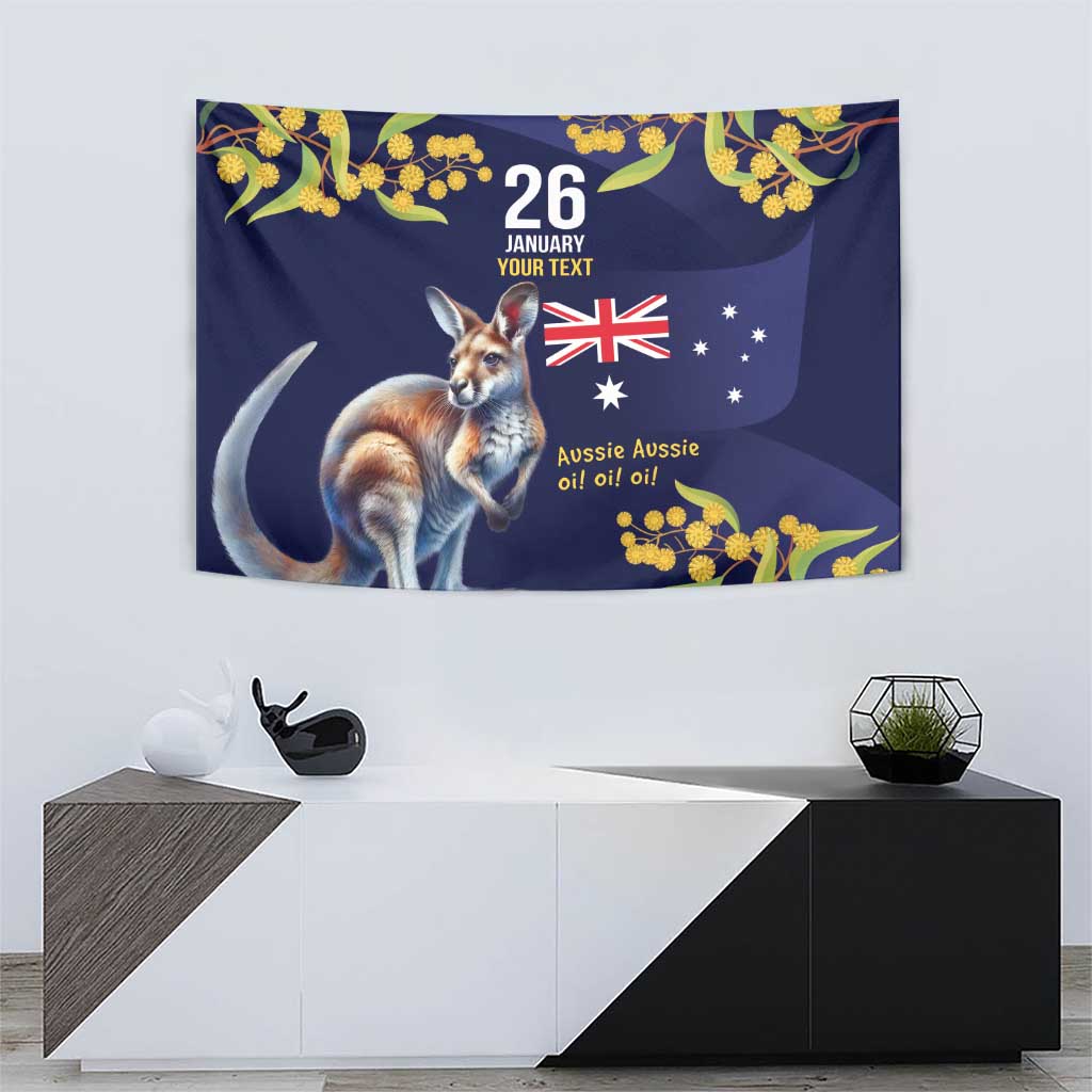 Blue Kangaroo and Golden Wattle Personalised Tapestry Happy Australia Day 6 January