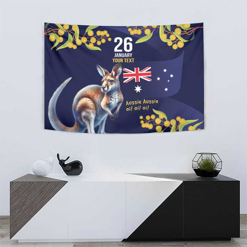 Blue Kangaroo and Golden Wattle Personalised Tapestry Happy Australia Day 6 January