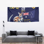 Blue Kangaroo and Golden Wattle Personalised Tapestry Happy Australia Day 6 January
