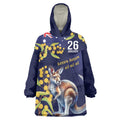 Blue Kangaroo and Golden Wattle Personalised Wearable Blanket Hoodie Happy Australia Day 6 January
