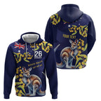 Blue Kangaroo and Golden Wattle Personalised Zip Hoodie Happy Australia Day 6 January