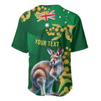 Green Kangaroo and Golden Wattle Personalised Baseball Jersey Happy Australia Day 6 January
