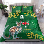 Green Kangaroo and Golden Wattle Personalised Bedding Set Happy Australia Day 6 January