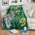 Green Kangaroo and Golden Wattle Personalised Blanket Happy Australia Day 6 January