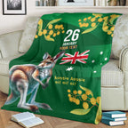 Green Kangaroo and Golden Wattle Personalised Blanket Happy Australia Day 6 January