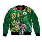 Green Kangaroo and Golden Wattle Personalised Bomber Jacket Happy Australia Day 6 January