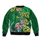 Green Kangaroo and Golden Wattle Personalised Bomber Jacket Happy Australia Day 6 January