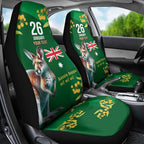 Green Kangaroo and Golden Wattle Personalised Car Seat Cover Happy Australia Day 6 January