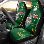 Green Kangaroo and Golden Wattle Personalised Car Seat Cover Happy Australia Day 6 January
