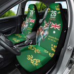 Green Kangaroo and Golden Wattle Personalised Car Seat Cover Happy Australia Day 6 January