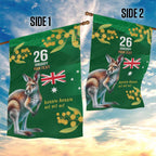 Green Kangaroo and Golden Wattle Personalised Garden Flag Happy Australia Day 6 January