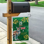 Green Kangaroo and Golden Wattle Personalised Garden Flag Happy Australia Day 6 January