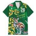 Green Kangaroo and Golden Wattle Personalised Hawaiian Shirt Happy Australia Day 6 January