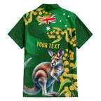 Green Kangaroo and Golden Wattle Personalised Hawaiian Shirt Happy Australia Day 6 January