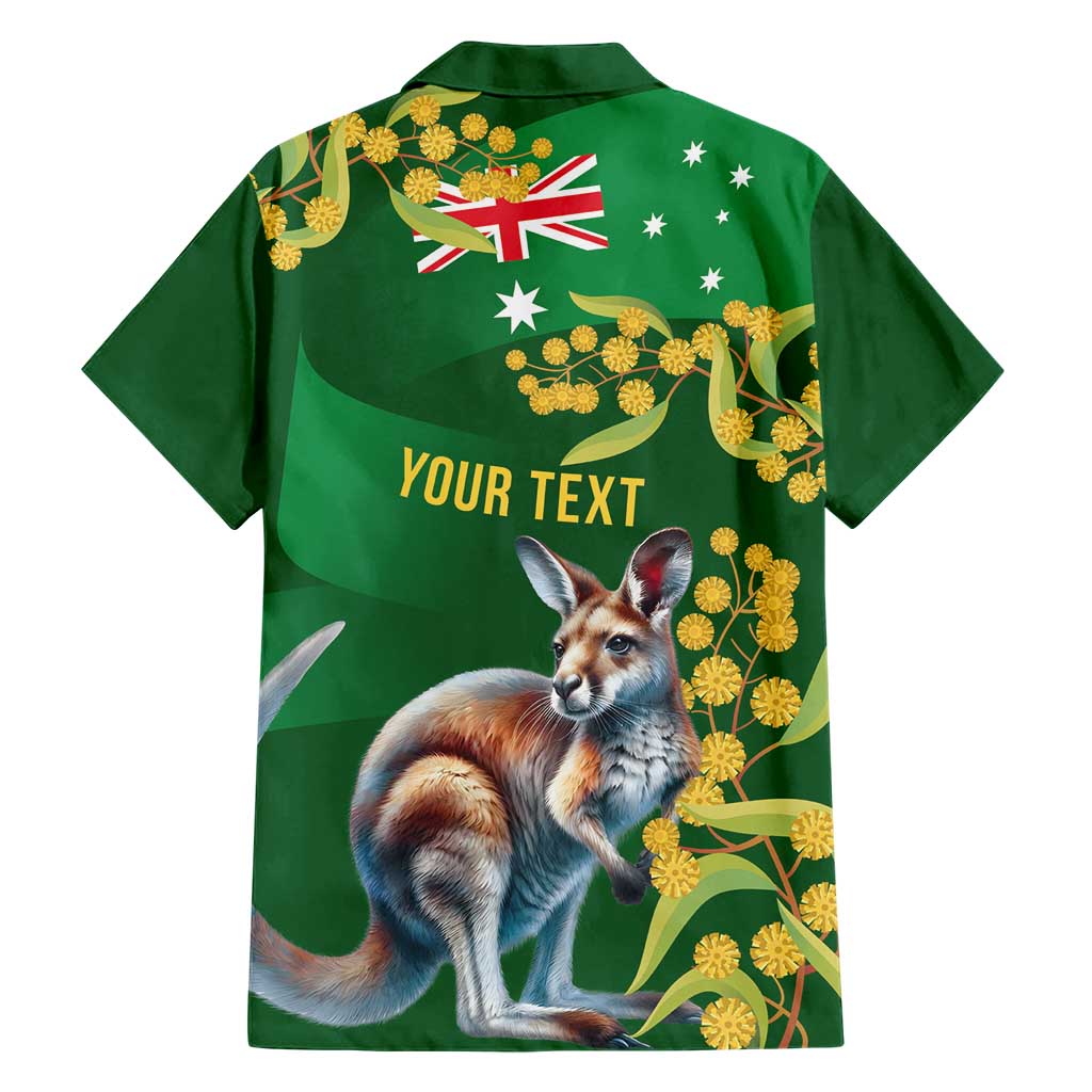 Green Kangaroo and Golden Wattle Personalised Hawaiian Shirt Happy Australia Day 6 January