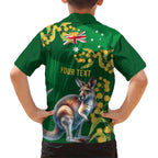 Green Kangaroo and Golden Wattle Personalised Hawaiian Shirt Happy Australia Day 6 January