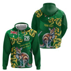 Green Kangaroo and Golden Wattle Personalised Hoodie Happy Australia Day 6 January