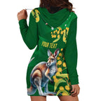 Green Kangaroo and Golden Wattle Personalised Hoodie Dress Happy Australia Day 6 January