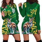 Green Kangaroo and Golden Wattle Personalised Hoodie Dress Happy Australia Day 6 January