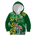Green Kangaroo and Golden Wattle Personalised Kid Hoodie Happy Australia Day 6 January