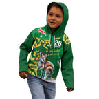 Green Kangaroo and Golden Wattle Personalised Kid Hoodie Happy Australia Day 6 January
