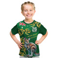 Green Kangaroo and Golden Wattle Personalised Kid T Shirt Happy Australia Day 6 January