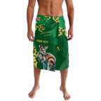Green Kangaroo and Golden Wattle Personalised Lavalava Happy Australia Day 6 January