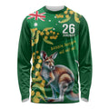 Green Kangaroo and Golden Wattle Personalised Long Sleeve Shirt Happy Australia Day 6 January