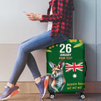 Green Kangaroo and Golden Wattle Personalised Luggage Cover Happy Australia Day 6 January