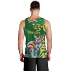 Green Kangaroo and Golden Wattle Personalised Men Tank Top Happy Australia Day 6 January