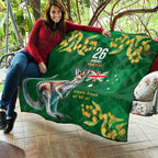 Green Kangaroo and Golden Wattle Personalised Quilt Happy Australia Day 6 January
