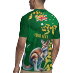Green Kangaroo and Golden Wattle Personalised Rugby Jersey Happy Australia Day 6 January