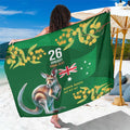 Green Kangaroo and Golden Wattle Personalised Sarong Happy Australia Day 6 January