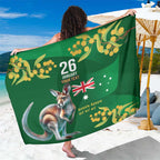 Green Kangaroo and Golden Wattle Personalised Sarong Happy Australia Day 6 January