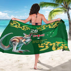 Green Kangaroo and Golden Wattle Personalised Sarong Happy Australia Day 6 January
