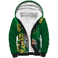 Green Kangaroo and Golden Wattle Personalised Sherpa Hoodie Happy Australia Day 6 January