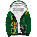 Green Kangaroo and Golden Wattle Personalised Sherpa Hoodie Happy Australia Day 6 January