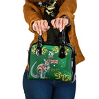 Green Kangaroo and Golden Wattle Personalised Shoulder Handbag Happy Australia Day 6 January