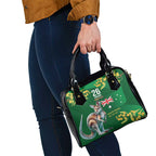 Green Kangaroo and Golden Wattle Personalised Shoulder Handbag Happy Australia Day 6 January