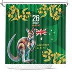 Green Kangaroo and Golden Wattle Personalised Shower Curtain Happy Australia Day 6 January