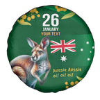Green Kangaroo and Golden Wattle Personalised Spare Tire Cover Happy Australia Day 6 January