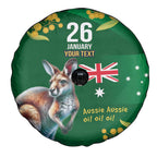 Green Kangaroo and Golden Wattle Personalised Spare Tire Cover Happy Australia Day 6 January