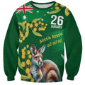 Green Kangaroo and Golden Wattle Personalised Sweatshirt Happy Australia Day 6 January
